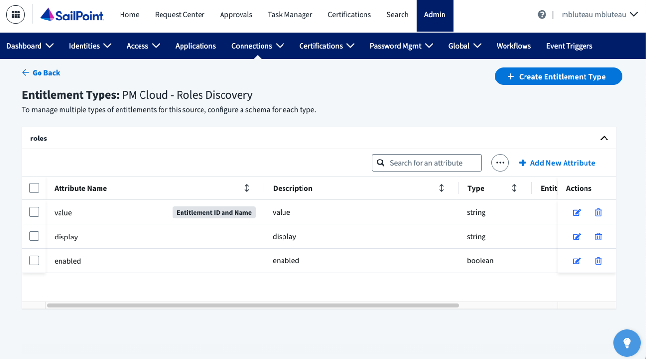 Roles discovery in SailPoint IdentityNow for a Endpoint Privilege Management for Windows and Mac integration.