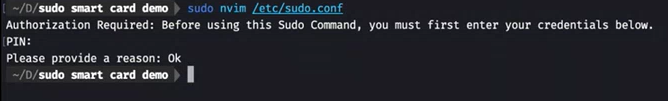 Sudo and Smart Card command line example output