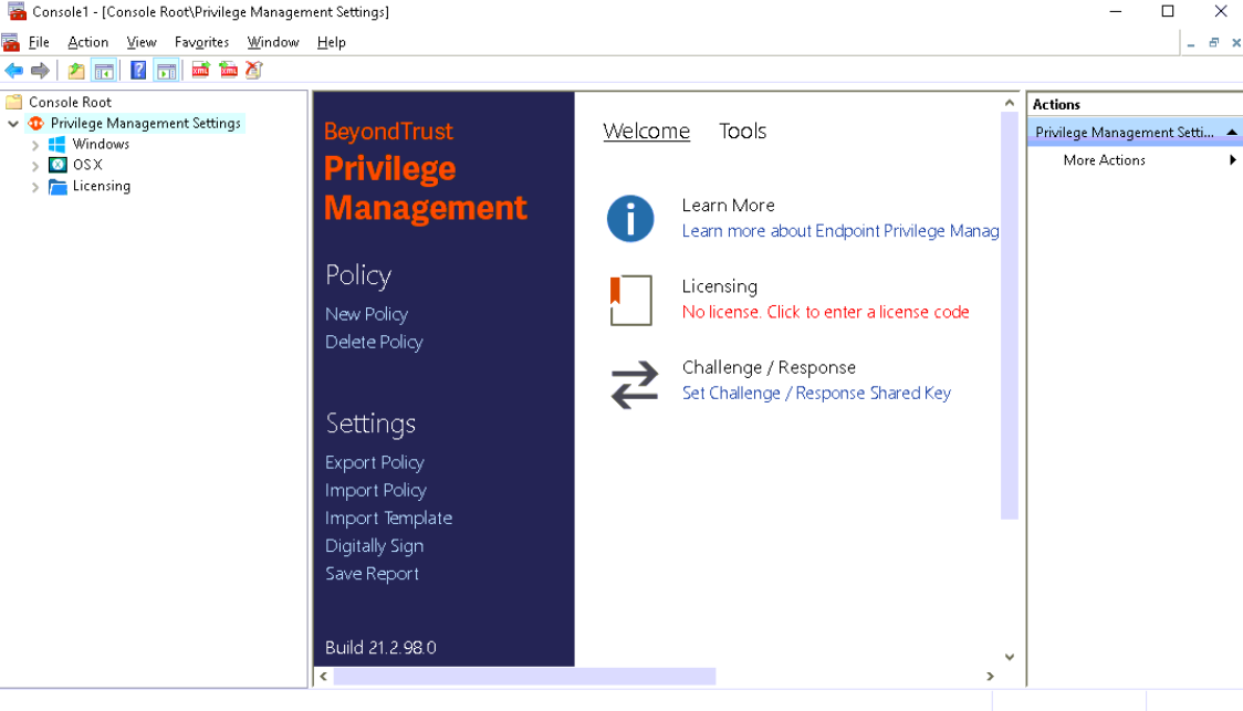 Navigate the Privilege Management for Windows Policy Editor