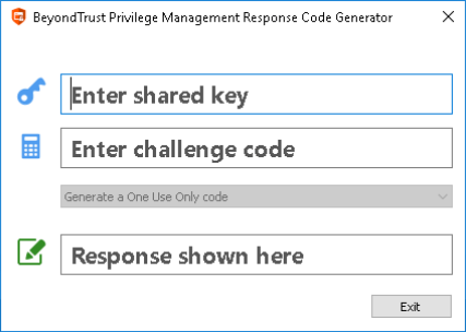 An image of the Endpoint Privilege Management Response Code Generator.