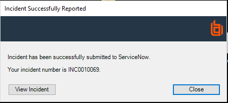 A success message displayed with ServiceNow and Privilege Management integration