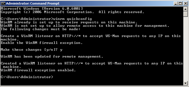 Configure the event collector machine using the winrm quickconfig command