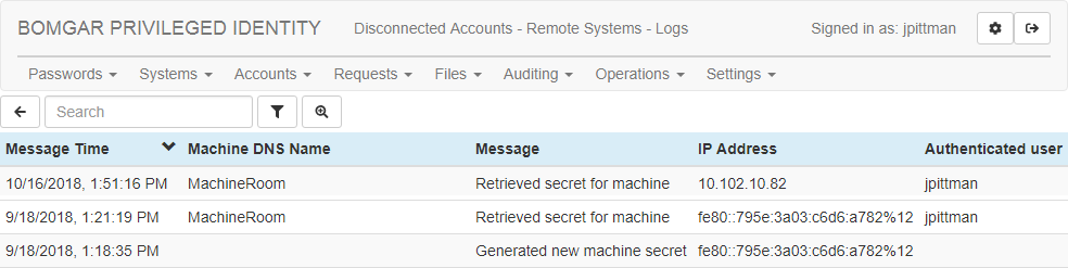 Disconnected Accounts Endpoint System Logs