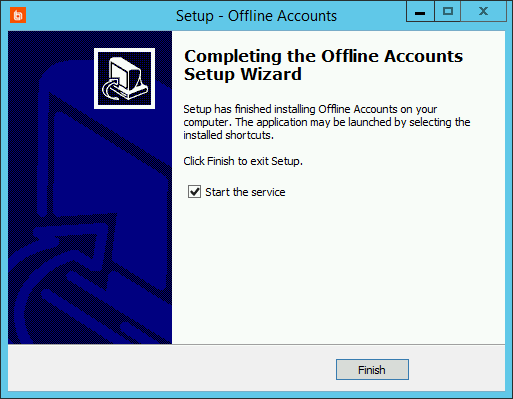 Completing the Offline Accounts Setup Wizard
