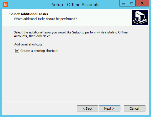 Select Additional Tasks - Create a Desktop Shortcut
