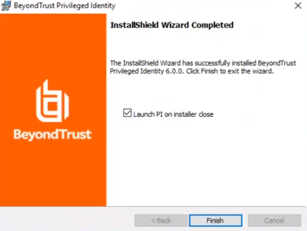 Privileged Identity Installer Completed Screen