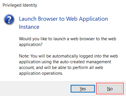 Launch Browser to Web Application Instance