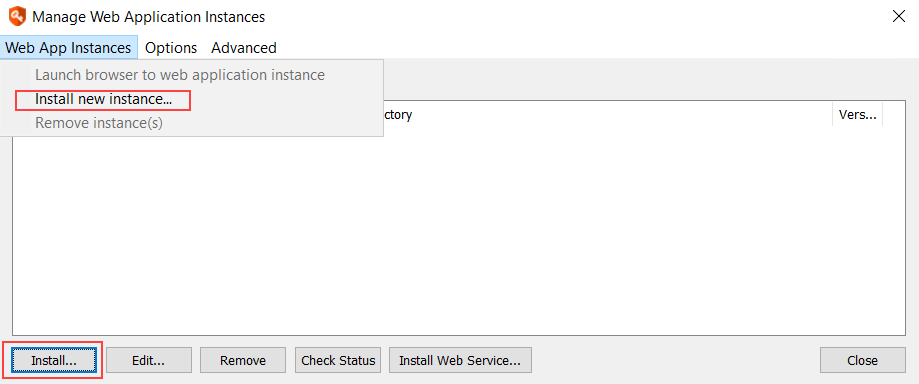 Install a new Web Application Instance