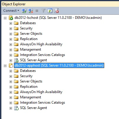 SQL Management Studio with two servers