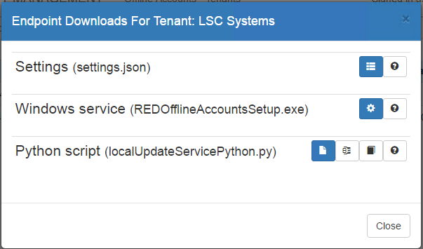Endpoint Downloads for Tenant: LSC Systems