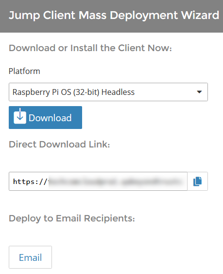 Jump Client Mass Deployment Wizard - Select Download
