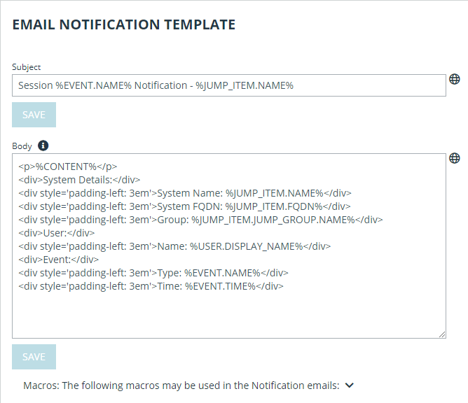 Screenshot of Email Notification Template
