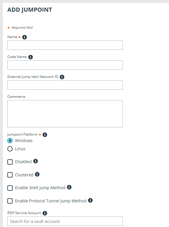 Screenshot of Add Jumpoint form in /login.