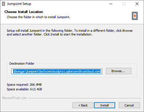 Jumpoint Installer Choose Install Location