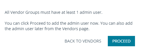 Proceed to vendor administrator form