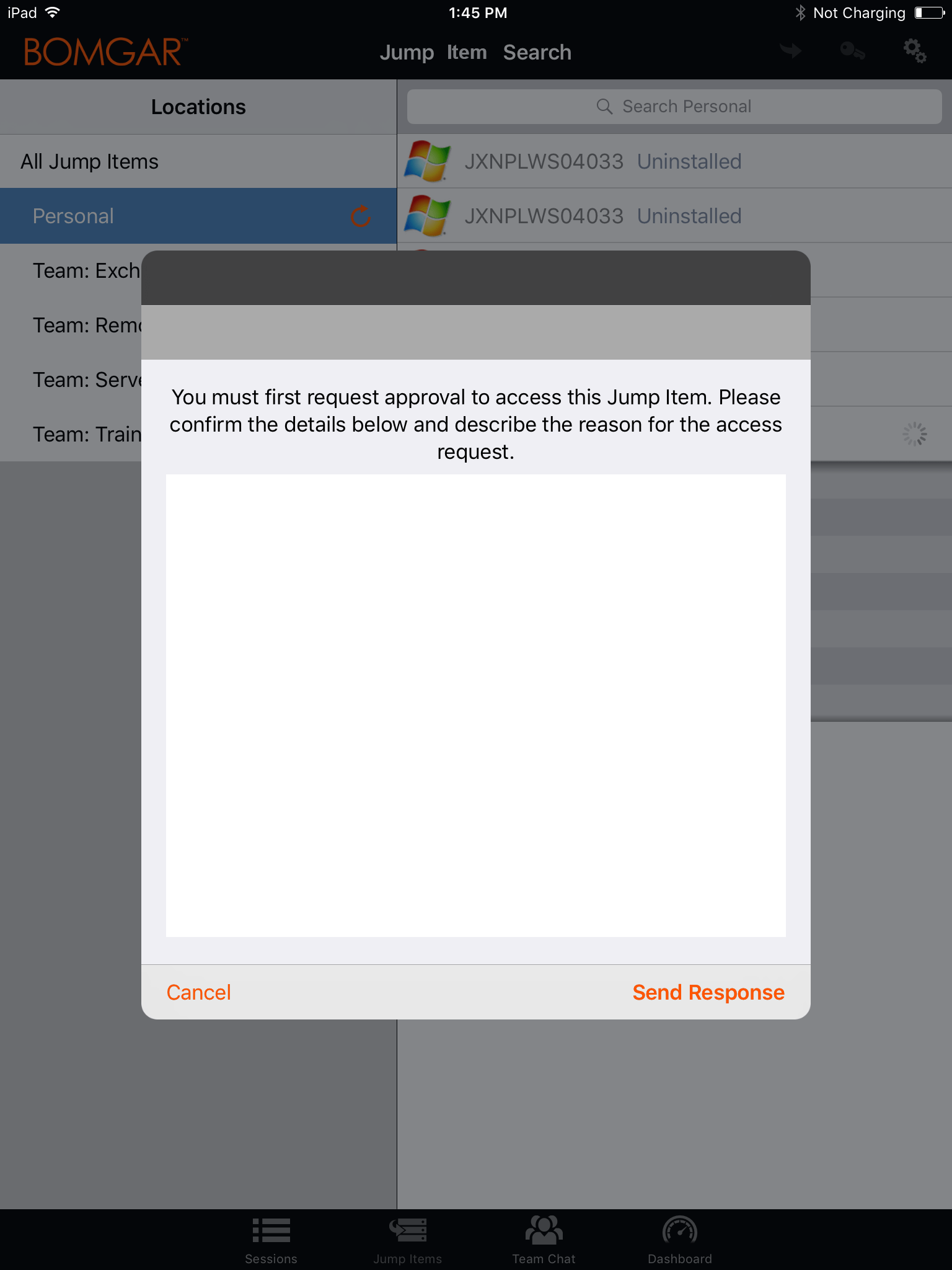 iOS Access Request and Reason Prompt