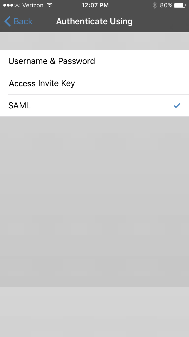 Authenticate Using > SAML