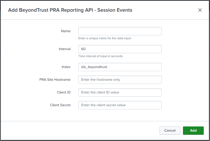 Add BeyondTrust PRA Reporting API - Session Events