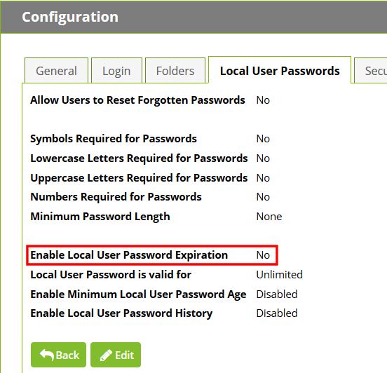 Enable Local User Password Expiration