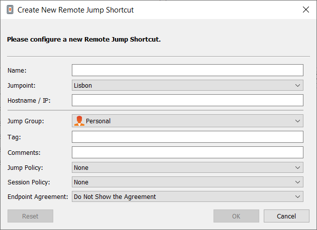 Create New Remote Jump Shortcut