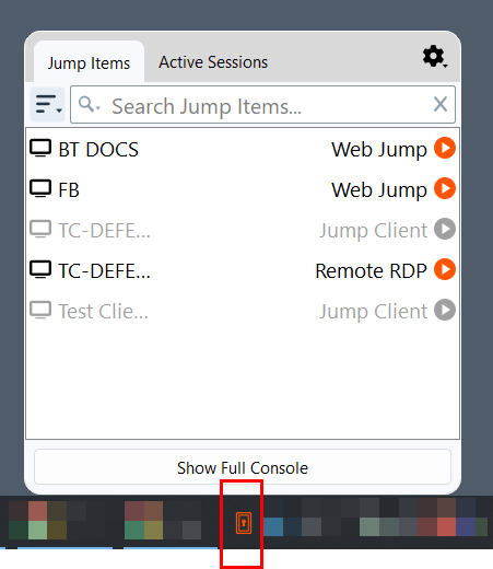 IAC widget Jump Items list.