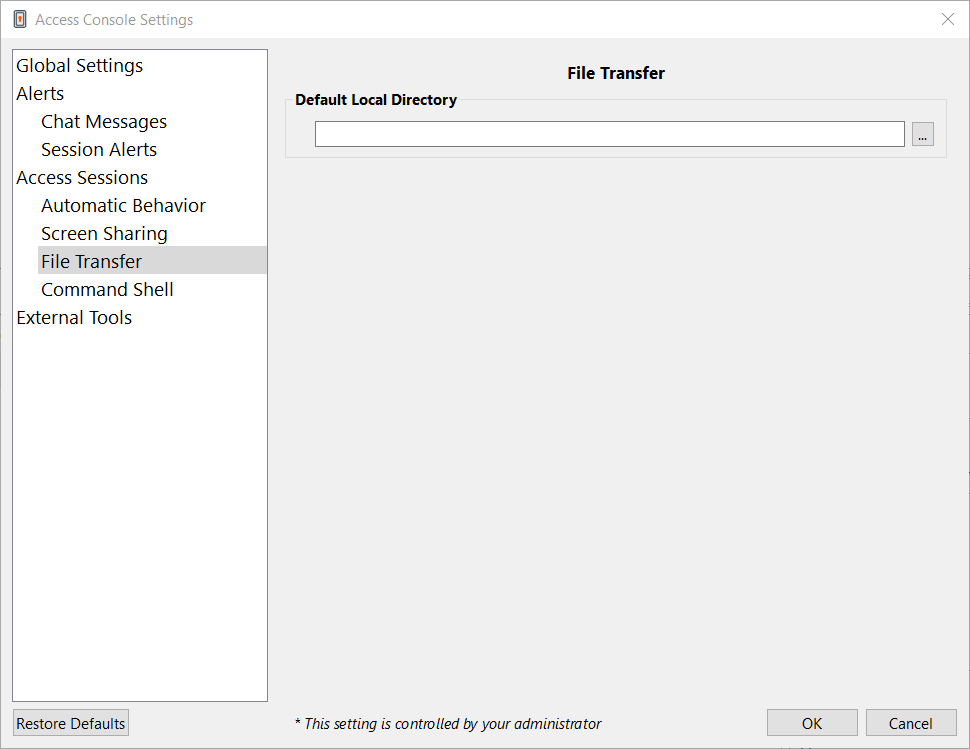 Access Console Settings > Access Sessions > File Transfer