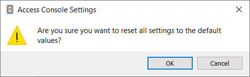 Access Console Reset Default Settings