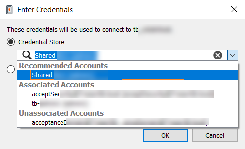The Enter Credentials dialog for credential injection.