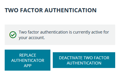 Two Factor Authentication Activated