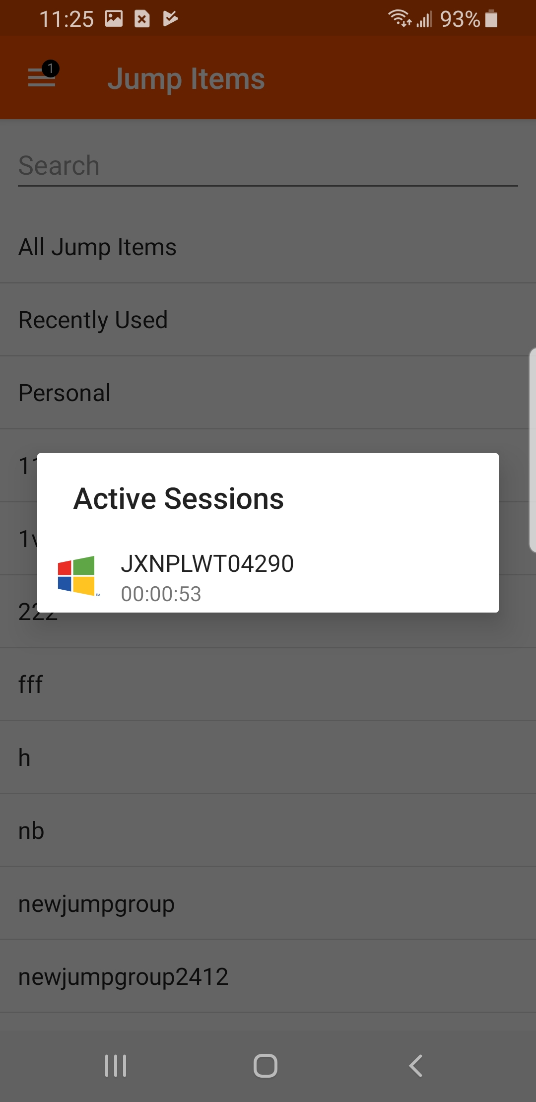 Android Active Session List