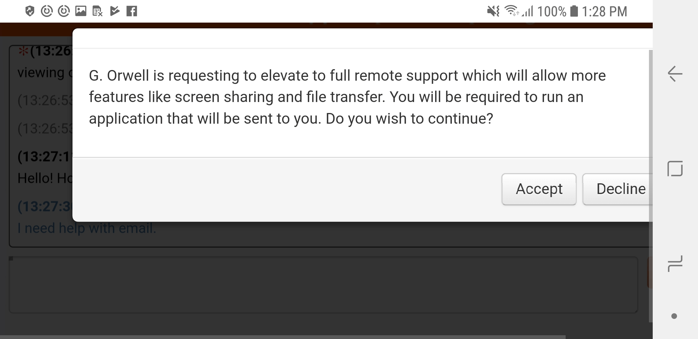 Click-to-Chat Elevate Request