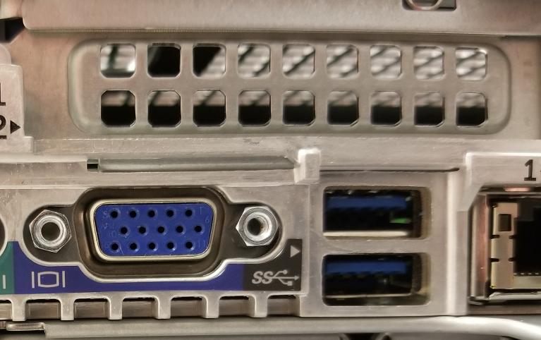 Photograph showing the video port on the back of the B Series Appliance.
