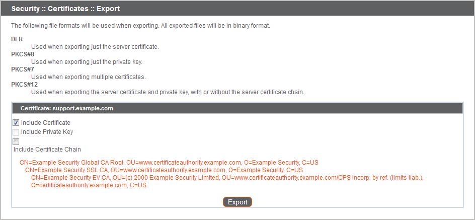 Security :: Certificates :: Export