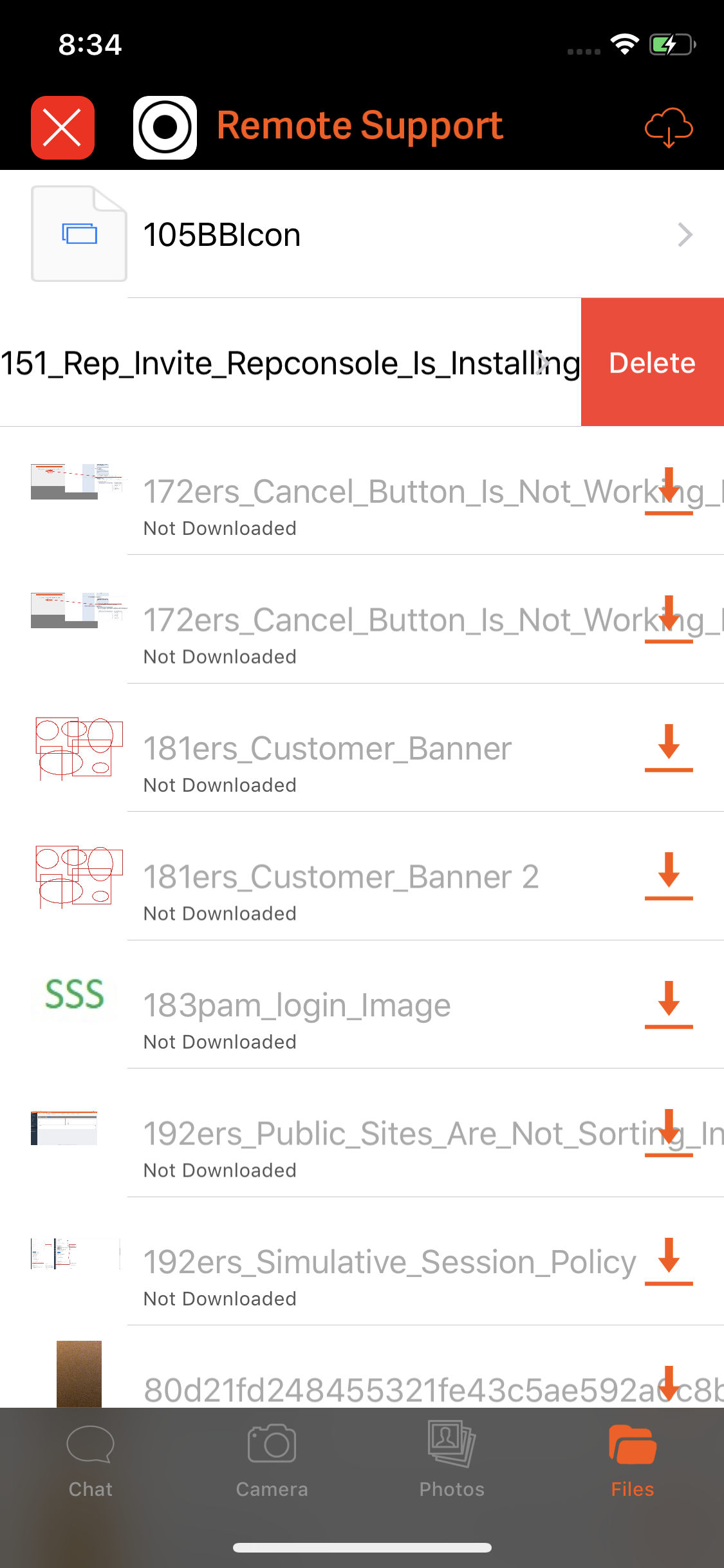 iOS Customer Client File Delete Option