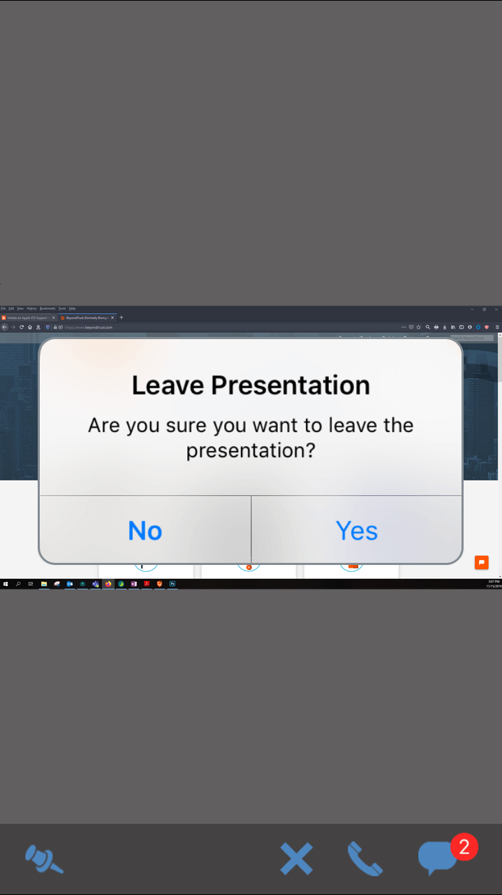 iOS Leave Presentation Option