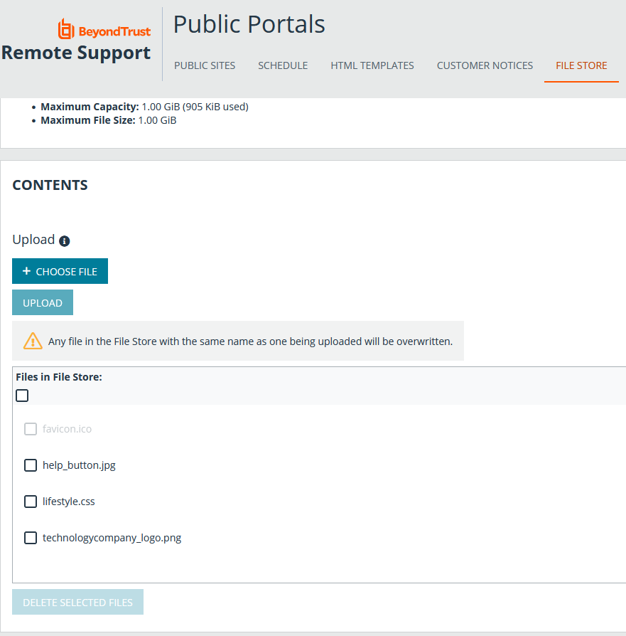Public Portals File Store Upload
