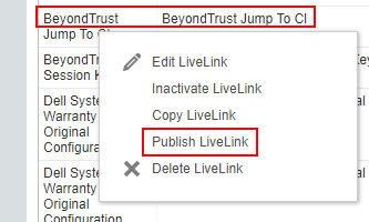 Publish LiveLink