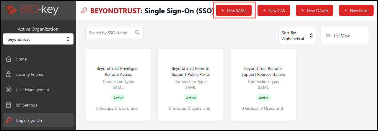 Navigate to Single Sign On (SSO) tab in PortalGuard.