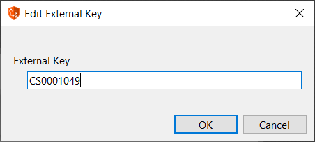 Window for entering the External Key (the numeric ID of the case record).