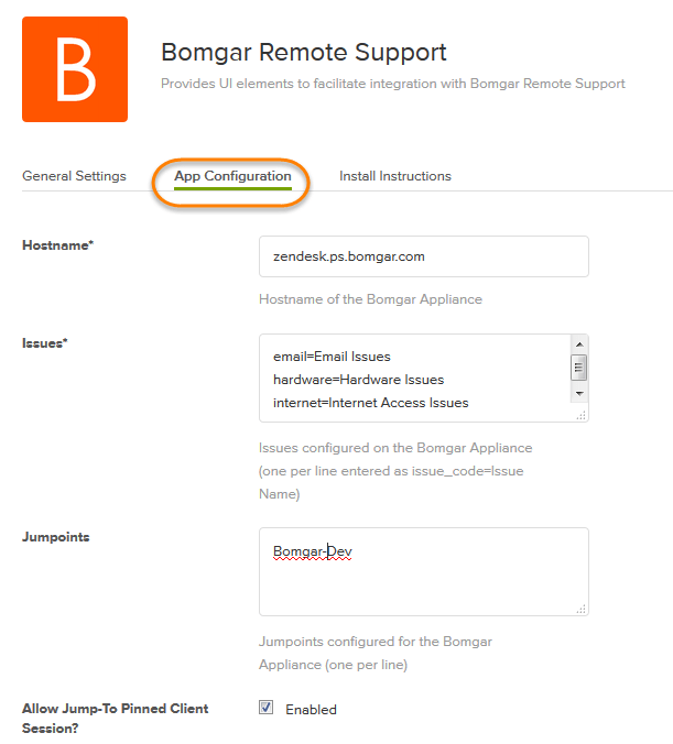 BeyondTrust Remote Support App Configuration