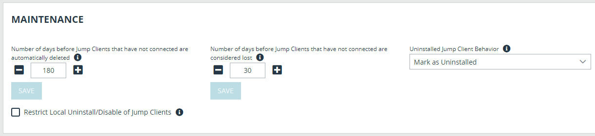 Set jump client maintenance options.