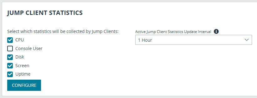 Jump Client Settings for statistics.