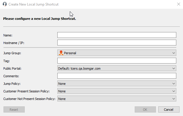 Create New Local Jump Shortcut