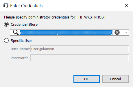 Security prompt asking to enter in administrator credentials.