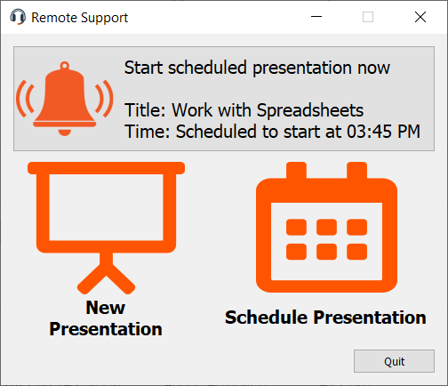 Start a scheduled presentation for a presentation-only rep.