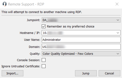 Start a Local or Remote RDP Session