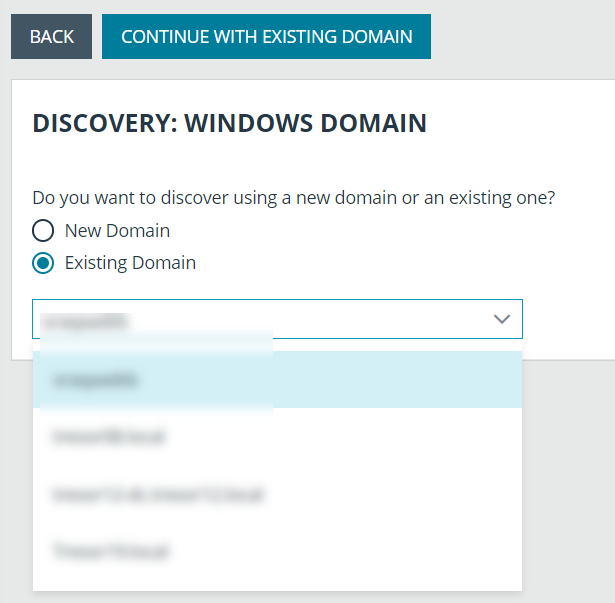 Screenshot of initiaing a Vauit Domain Discovery job for an existing domain in /login.