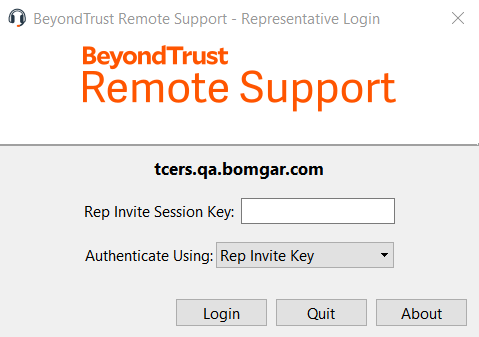 Connexion d’un technicien d’assistance BeyondTrust invité avec une clé de session
